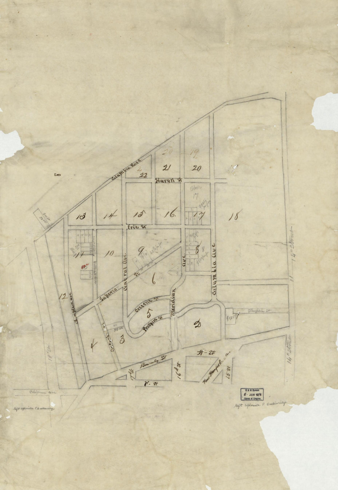 This old map of Map of Meridian Hill Subdivision, Washington, D.C., Showing Selected Residential Lots from 1880 was created by in 1880