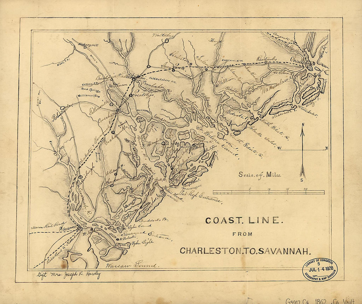 Coast Line from Charleston to Savannah 1862 by Relic Map Company