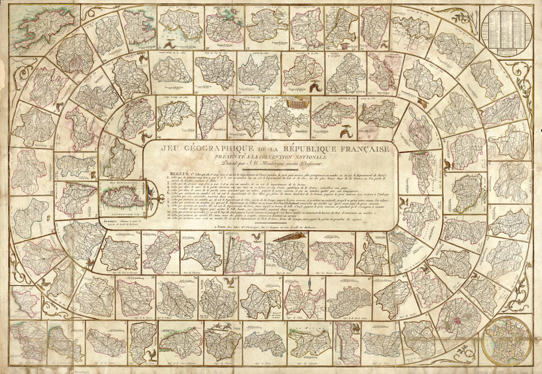 This old map of Jeu Géographique De La République Française : Présenté à La Convention Nationale from 1795 was created by Basset (Firm), J. N. Mauborgne in 1795