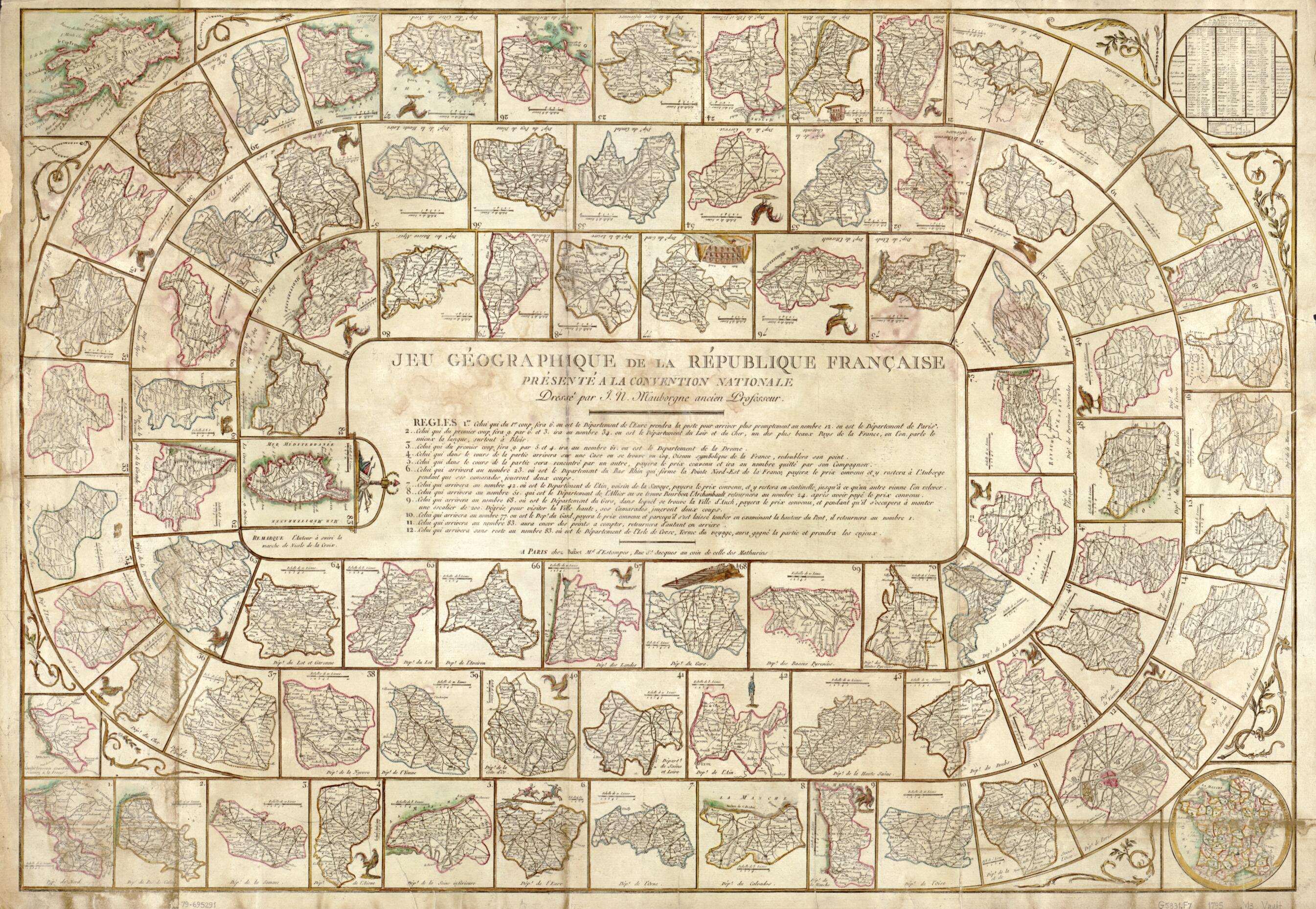 This old map of Jeu Géographique De La République Française : Présenté à La Convention Nationale from 1795 was created by Basset (Firm), J. N. Mauborgne in 1795