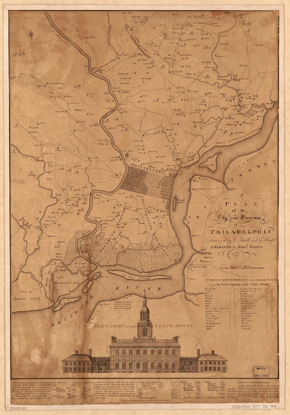 A Plan of the City and Environs of Philadelphia 1847 by Relic Map Company