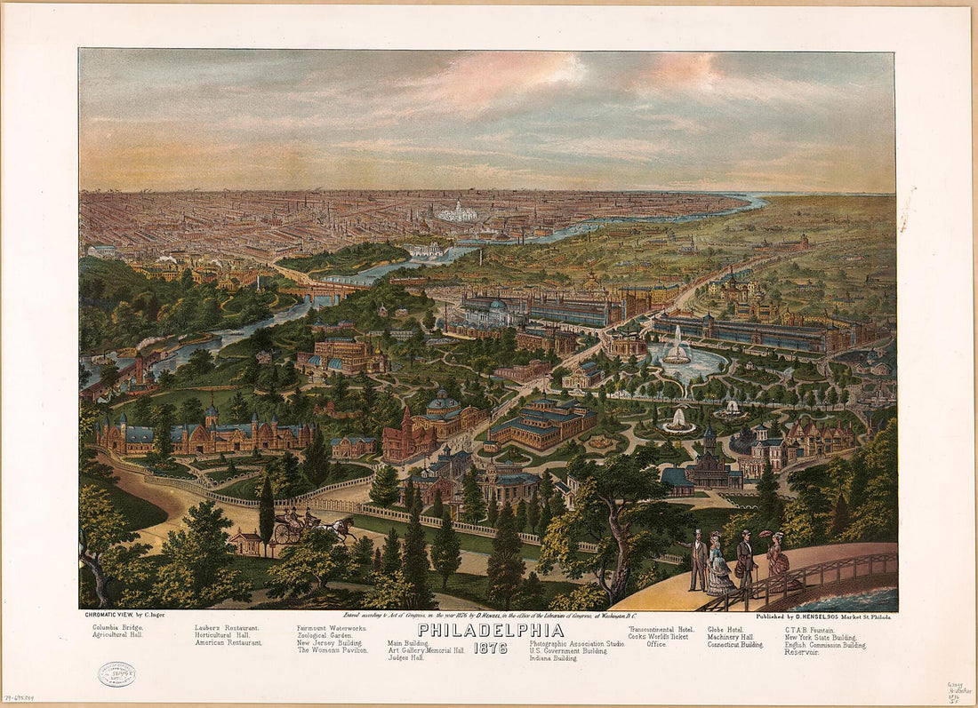 This old map of Philadelphia, from 1876 : Chromatic View was created by D. Hensel, Christian Inger in 1876