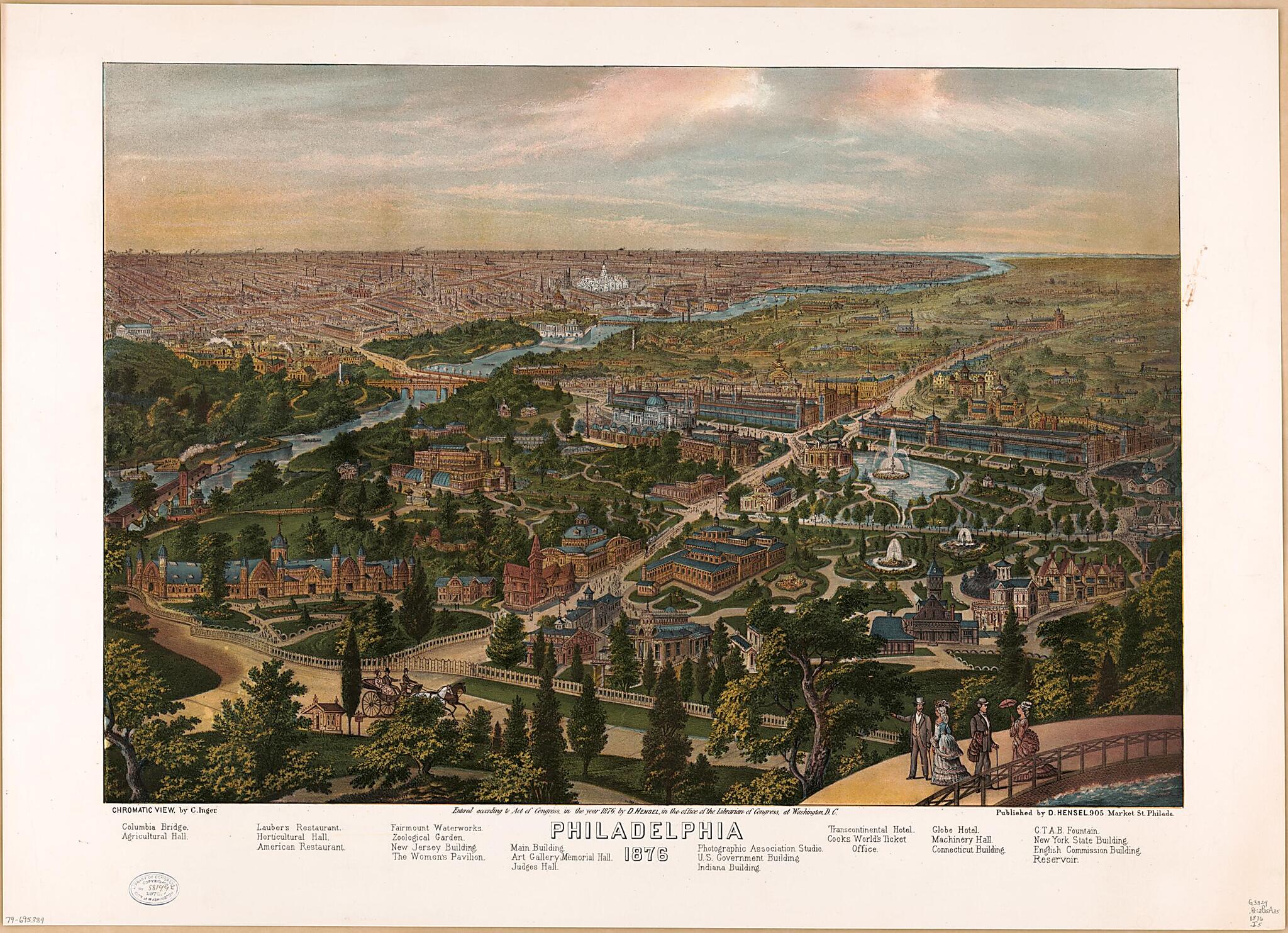 This old map of Philadelphia, from 1876 : Chromatic View was created by D. Hensel, Christian Inger in 1876