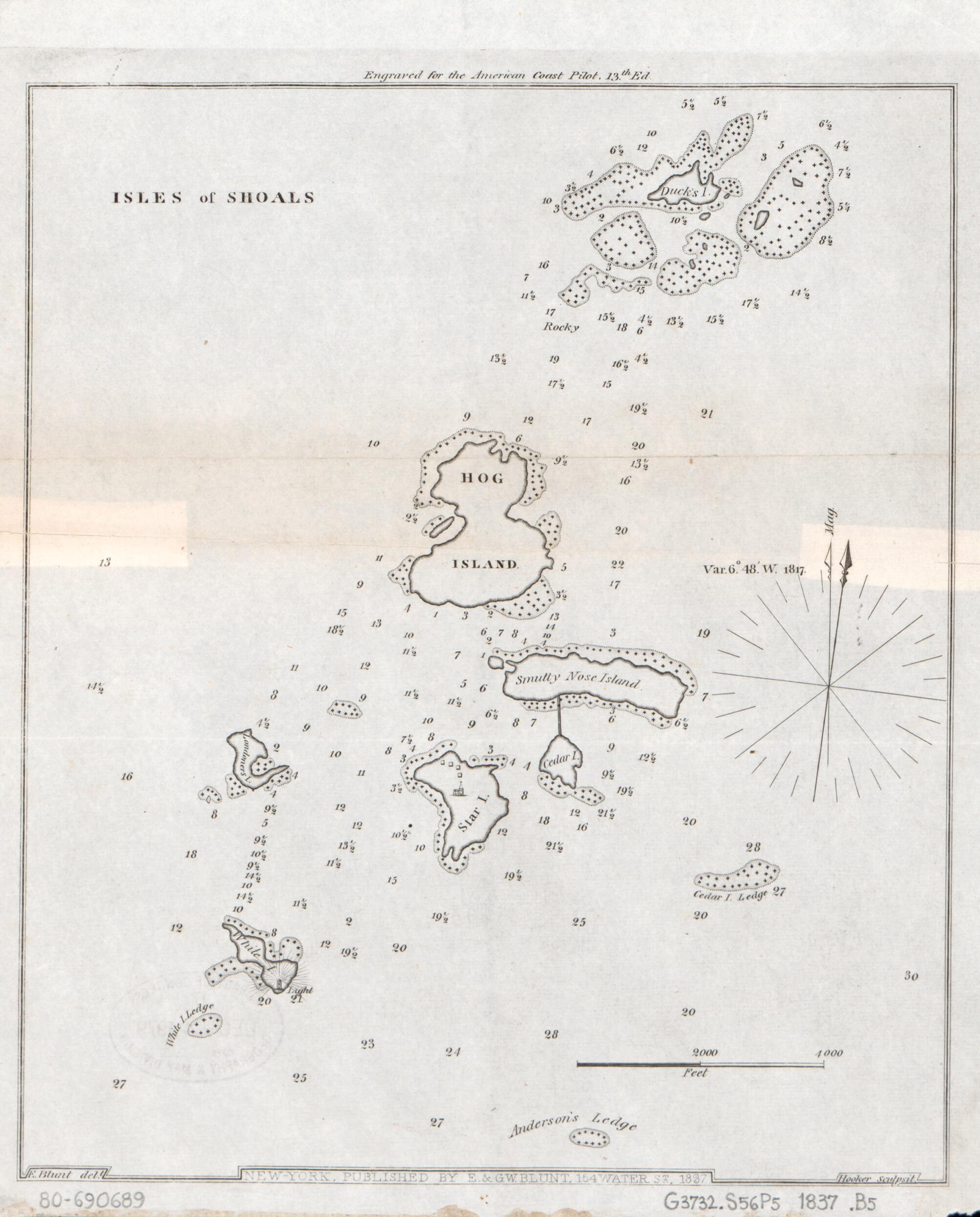 This old map of Isles of Shoals from 1837 was created by Edmund M. (Edmund March) Blunt, E. & G.W. Blunt (Firm), William Hooker in 1837