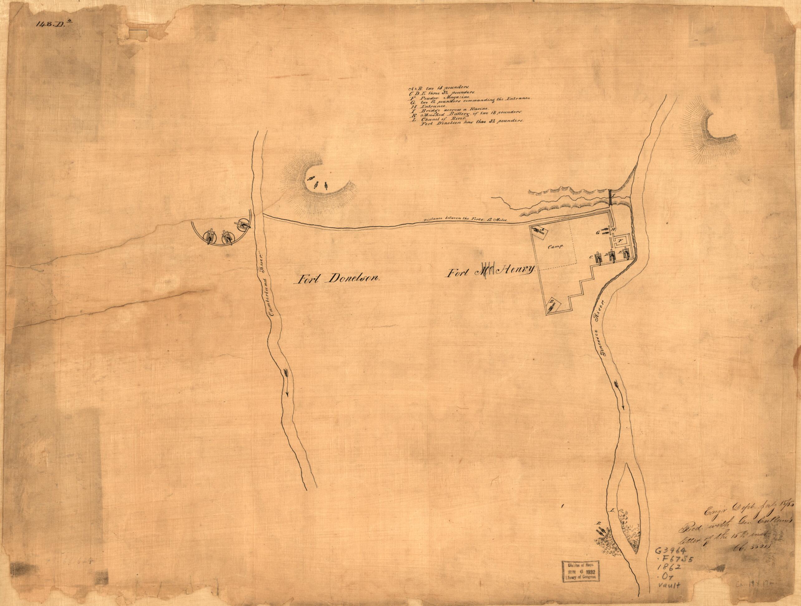 This old map of Original Maps of Forts Henry & Donelson and Vicinity from 1862 was created by George W. (George Washington) Cullum, United States. Army. Corps of Engineers in 1862