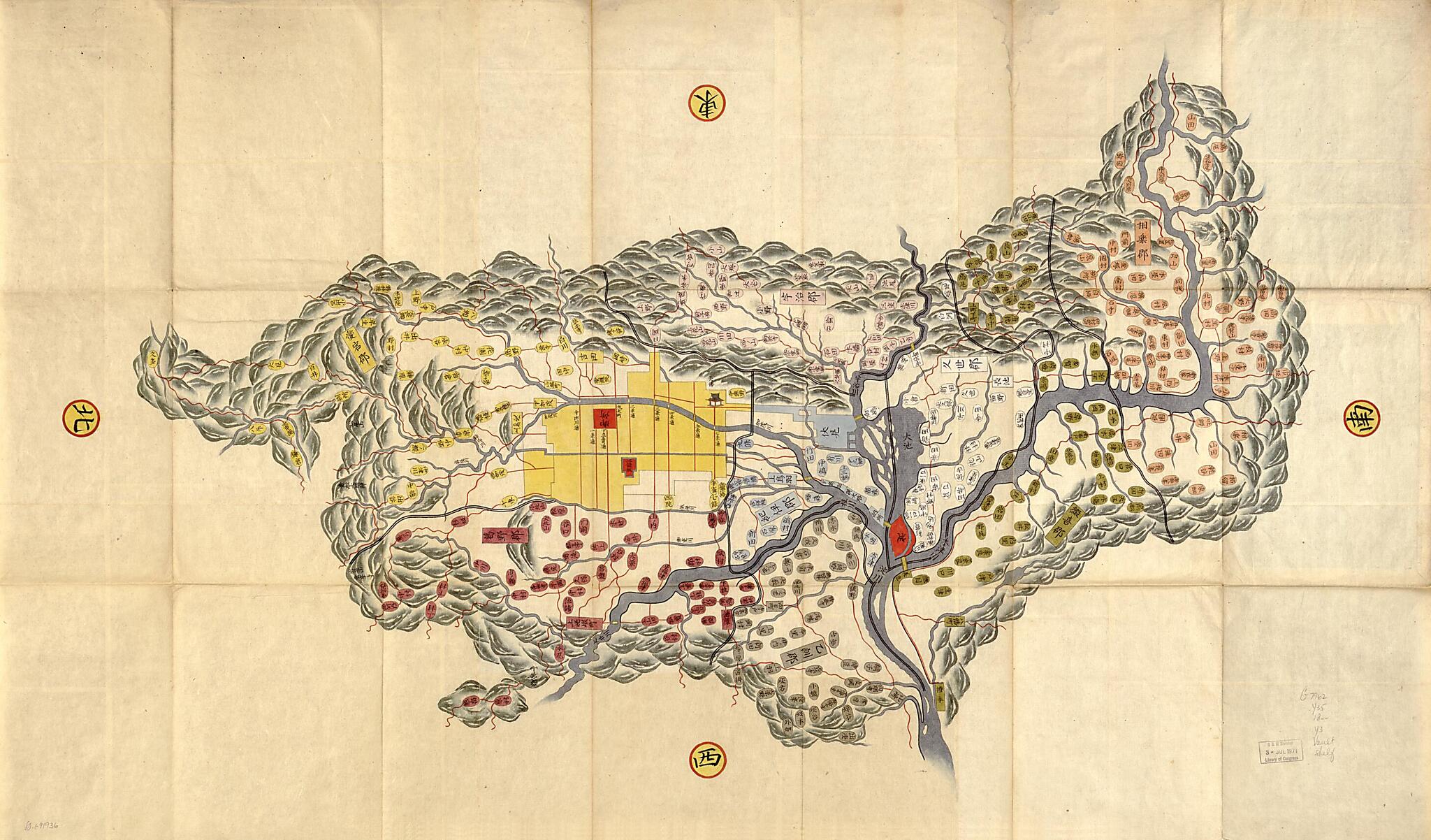 This old map of Yamashiro No Kuni Ezu. (山城國繪圖) from 1800 was created by in 1800