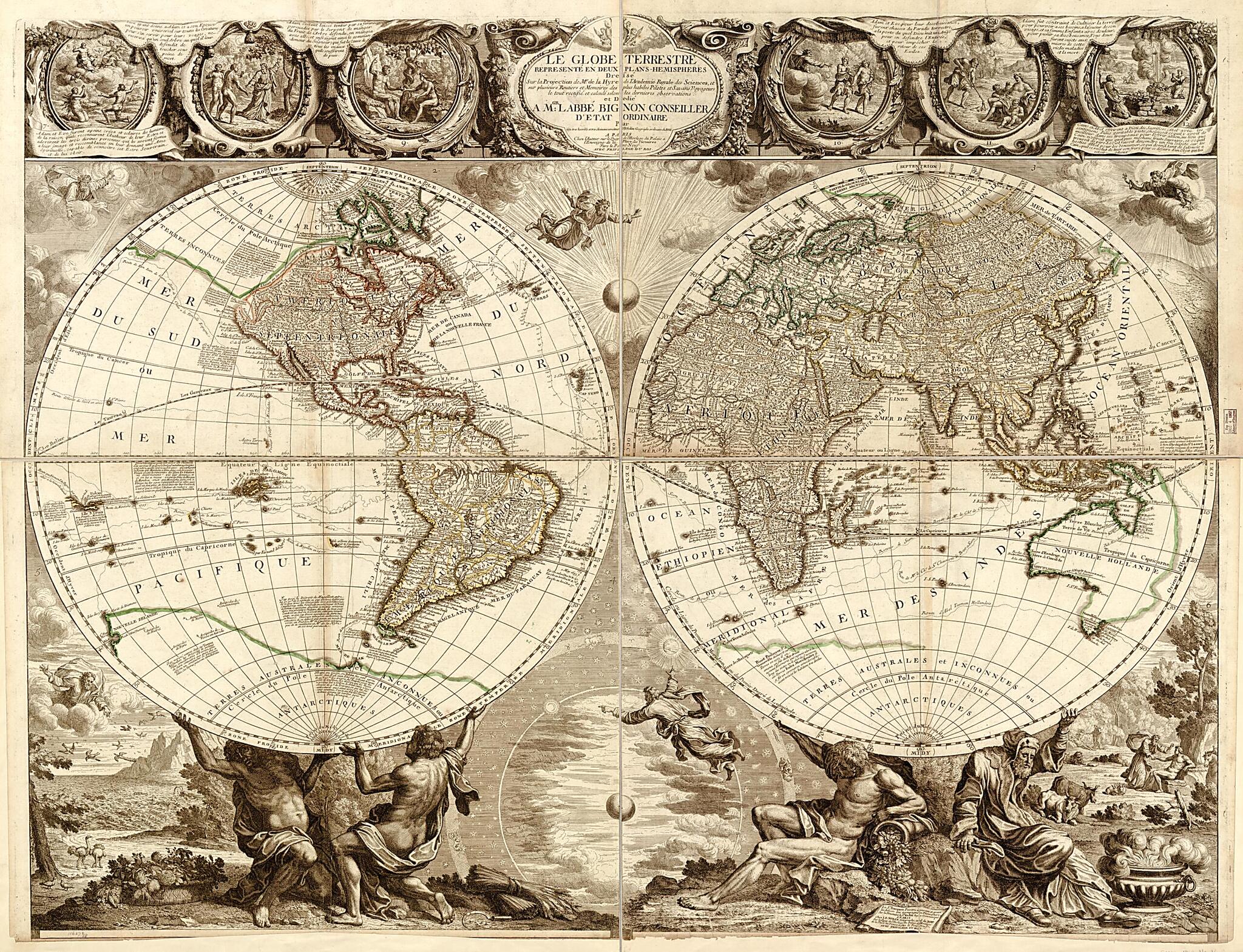 This old map of Hémisphères : Dressé Sur La Projection De Mr. De La Hyre De L&
