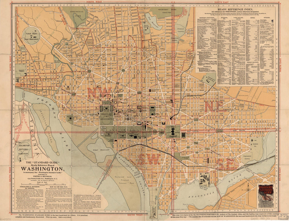This old map of The Standard Guide Ready Reference Map of Washington : to Accompany the Washington Standard Guide from 1901 was created by D.C.) Foster & Reynolds (Washington, Northrup Company in 1901
