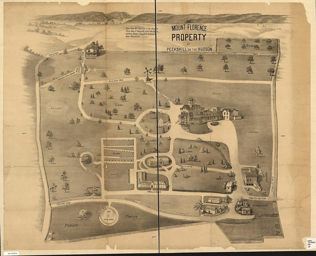This old map of The Mount Florence Property at Peekskill On the Hudson from 1890 was created by in 1890