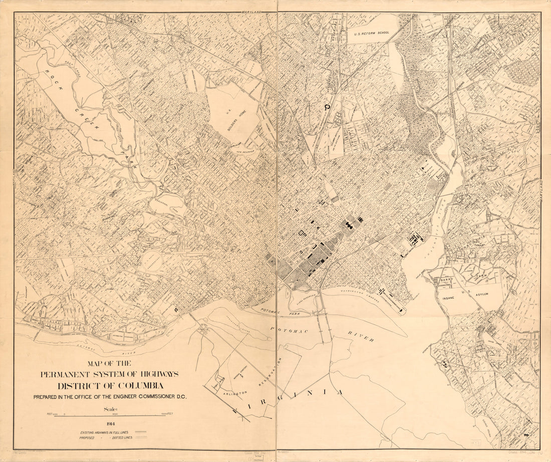 This old map of Map of the Permanent System of Highways, District of Columbia from 1914 was created by District of Columbia. Office of the Surveyor, Office of the Engineer Commissioner D.C. in 1914