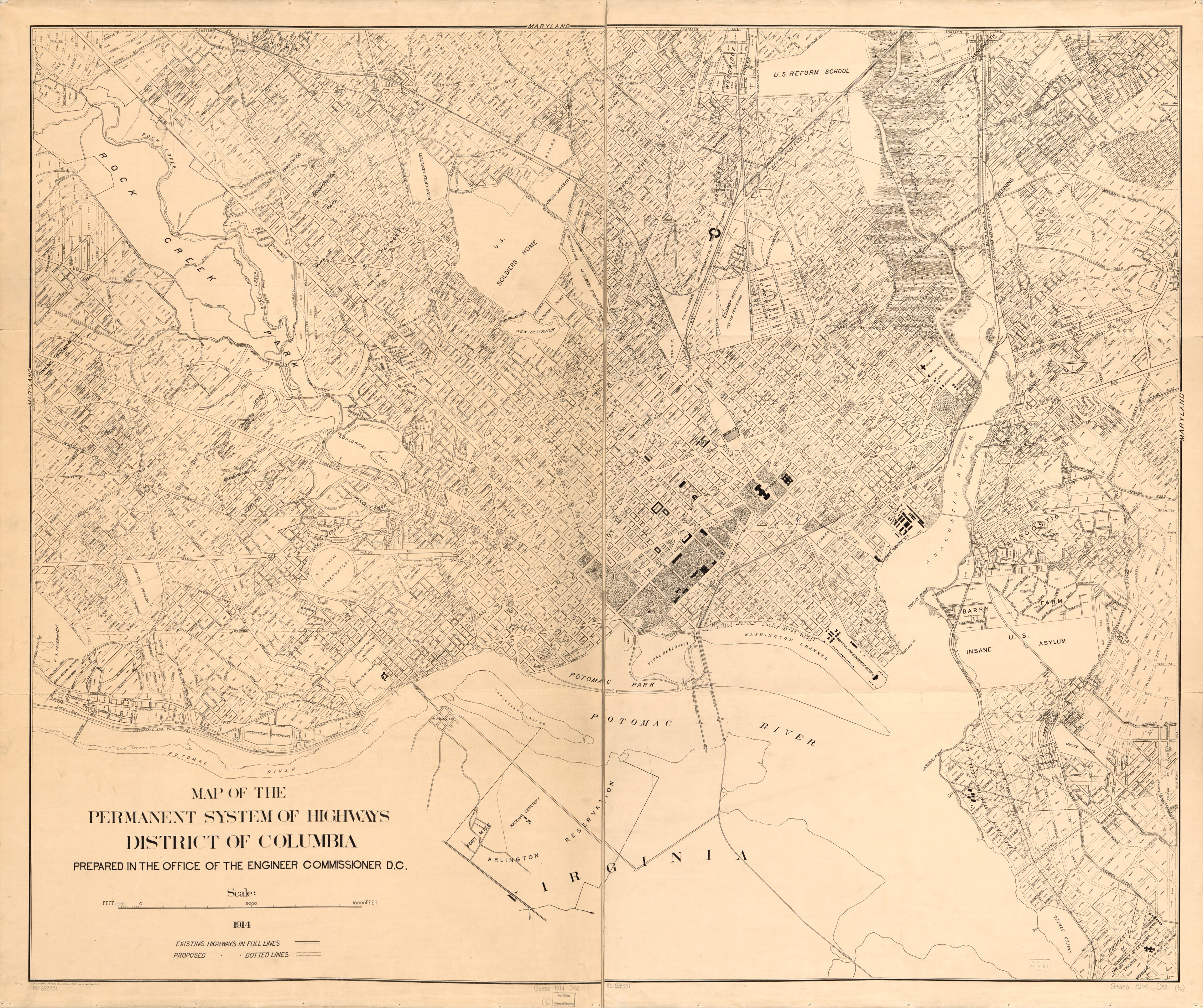 This old map of Map of the Permanent System of Highways, District of Columbia from 1914 was created by District of Columbia. Office of the Surveyor, Office of the Engineer Commissioner D.C. in 1914