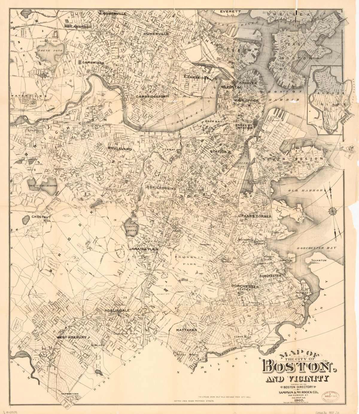 Map of the City of Boston and Vicinity 1907 by Relic Map Company