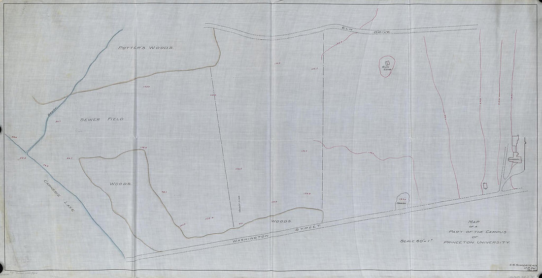 This old map of Map of a Part of the Campus of Princeton University from 1908 was created by C. S. Sincerbeaux in 1908