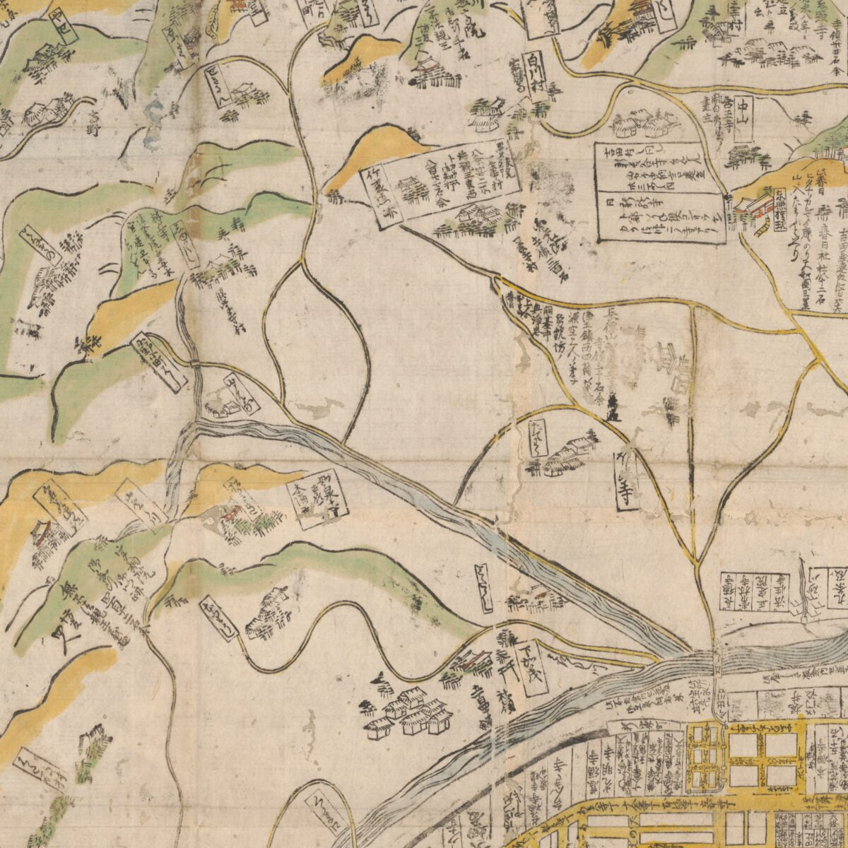 This old map of Shinsen Zōho Kyō ōezu (新撰増補京大絵図 /, Kyō ōezu) from 1686 was created by Yoshinaga Hayashi in 1686