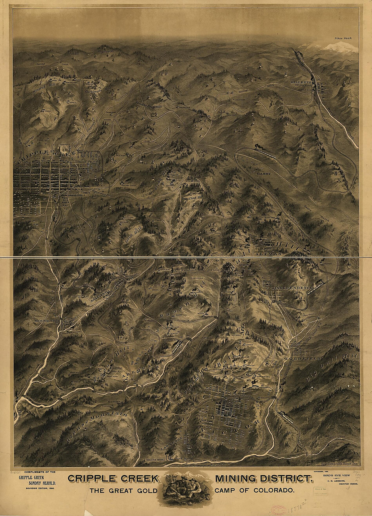 Cripple Creek Mining District, the Great Gold Camp of Colorado 1895 by Relic Map Company