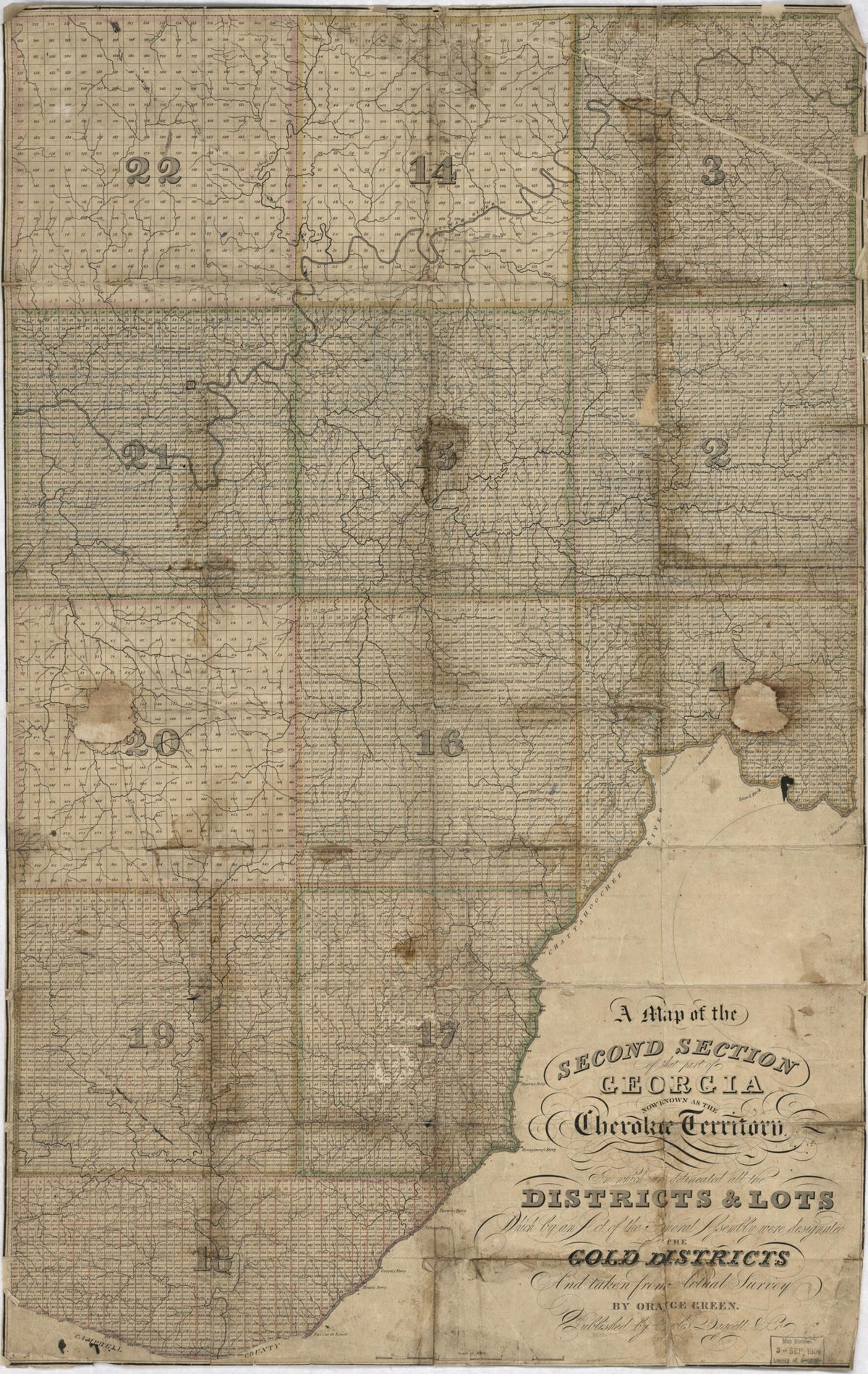 A Map of the Second Section of That Part of Georgia Now Known As the Cherokee Territory In Which Are Delineated All the Districts & Lots Which by an Act of the General Assembly Were Designated the Gold Districts and Taken from Actual Survey 1830 by Relic Map Company