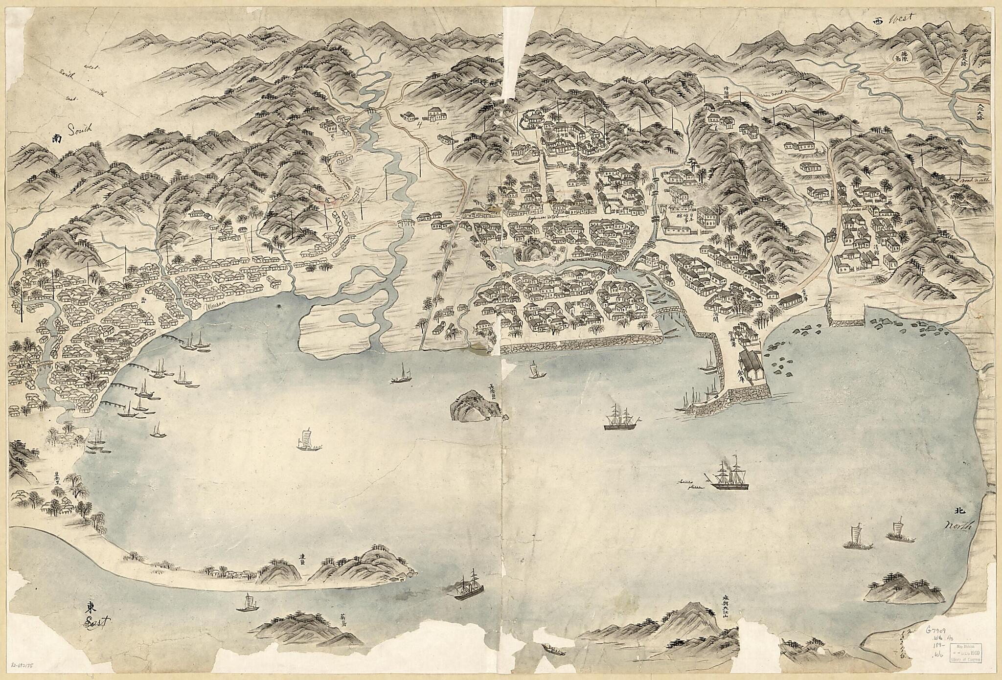 This old map of Wŏnsan Chŏnʾgyŏng from 1890 was created by in 1890