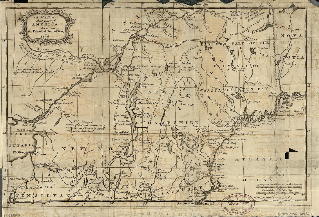 This old map of A Map of That Part of America Which Was the Principal Seat of War In from 1756 was created by in 1756