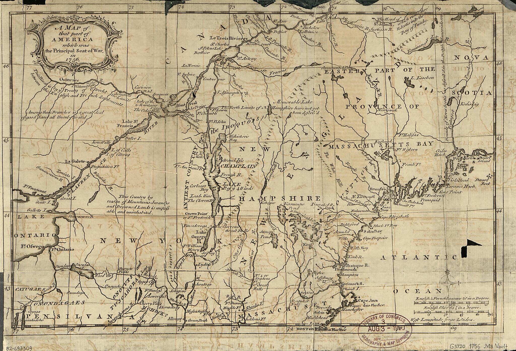 This old map of A Map of That Part of America Which Was the Principal Seat of War In from 1756 was created by in 1756