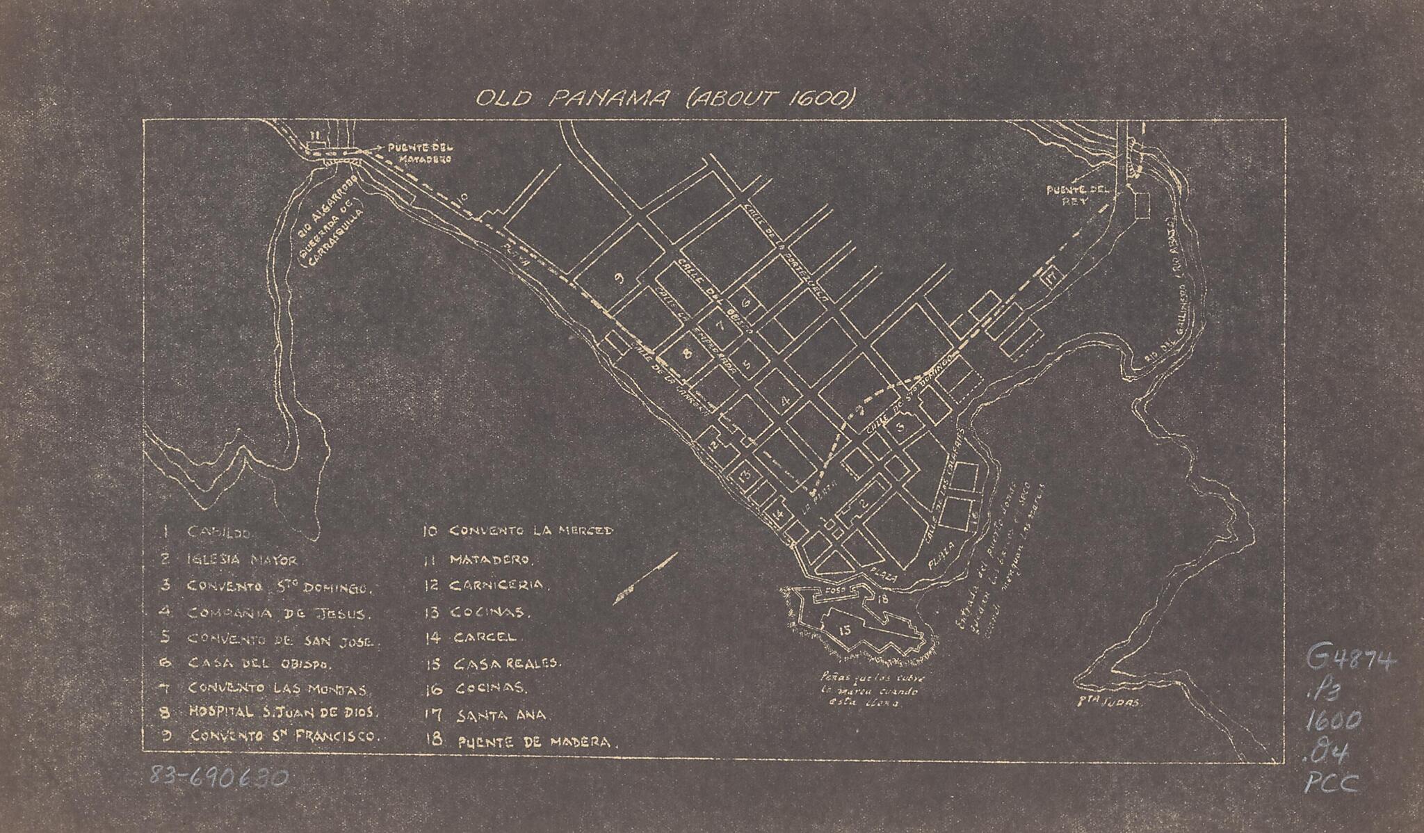 This old map of Old Panama (about from 1600) was created by in 1600