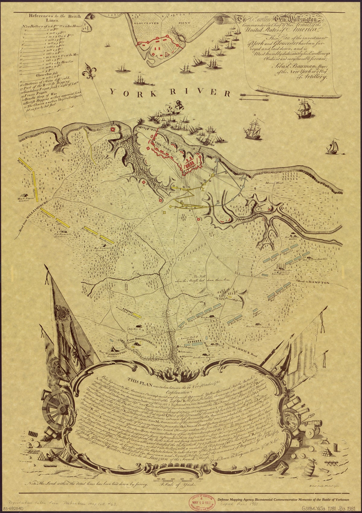 Defense Mapping Agency Bicentennial Commemorative Memento of the Battle of Yorktown : to His Excellency Gen&