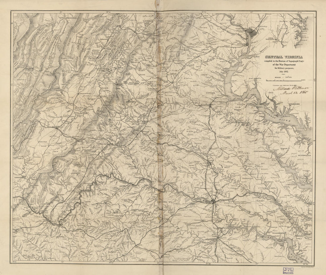 This old map of Central Virginia from 1864 was created by Millard Fillmore, O. M. (Orlando Metcalfe) Poe, United States. Army. Corps of Topographical Engineers in 1864