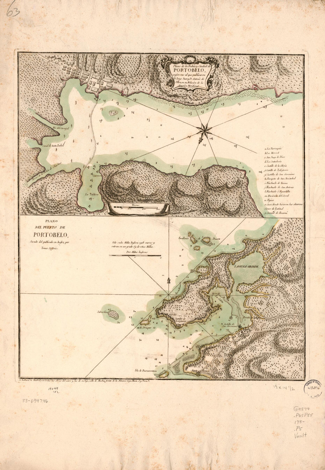 This old map of Plano De La Bahía Y Ciudad De Portobelo from 1780 was created by in 1780