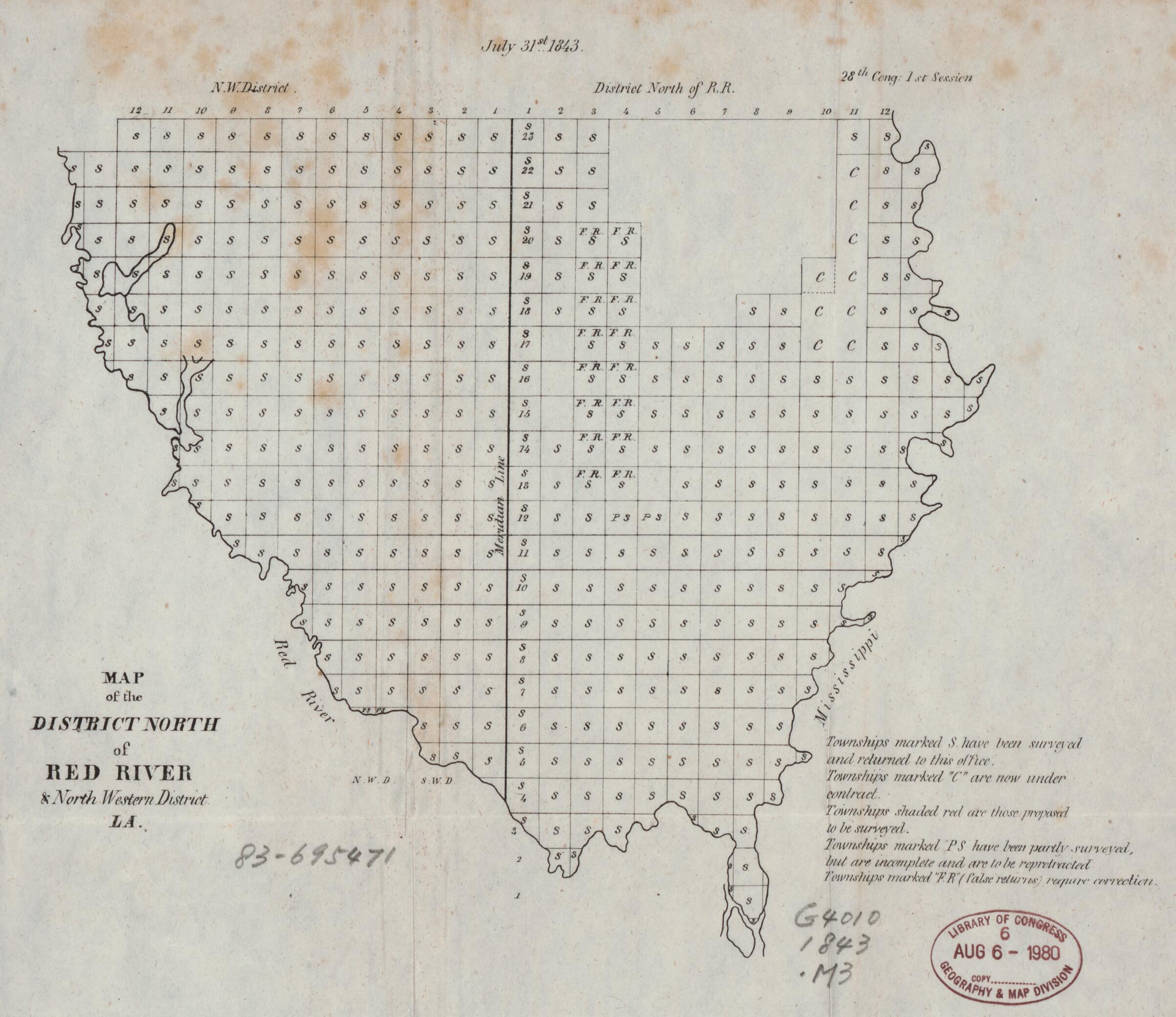 This old map of Map of the District North of Red River & North Western District, La from 1843 was created by United States. Congress House in 1843