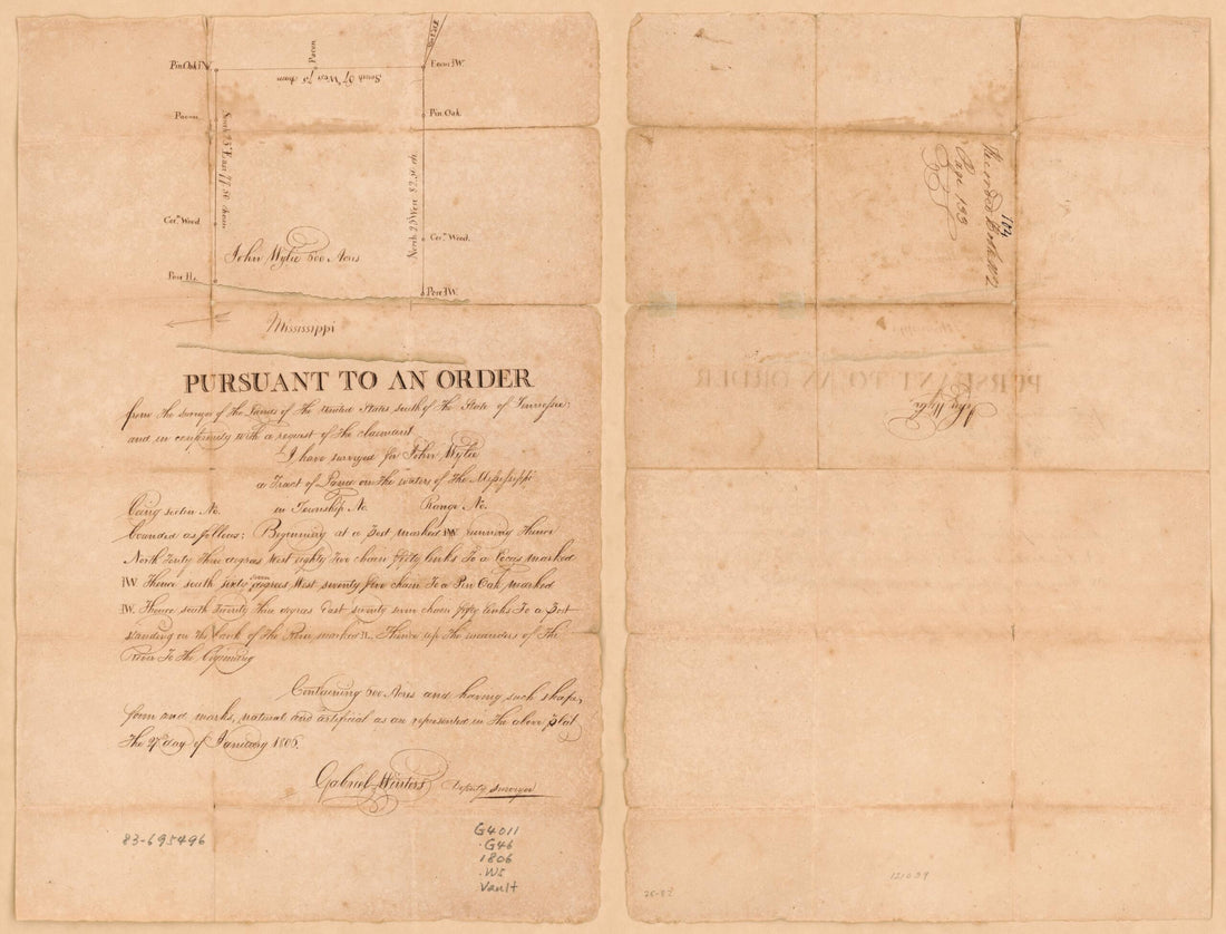 This old map of John Wylie 600 Acres from 1806 was created by Gabriel Winters in 1806