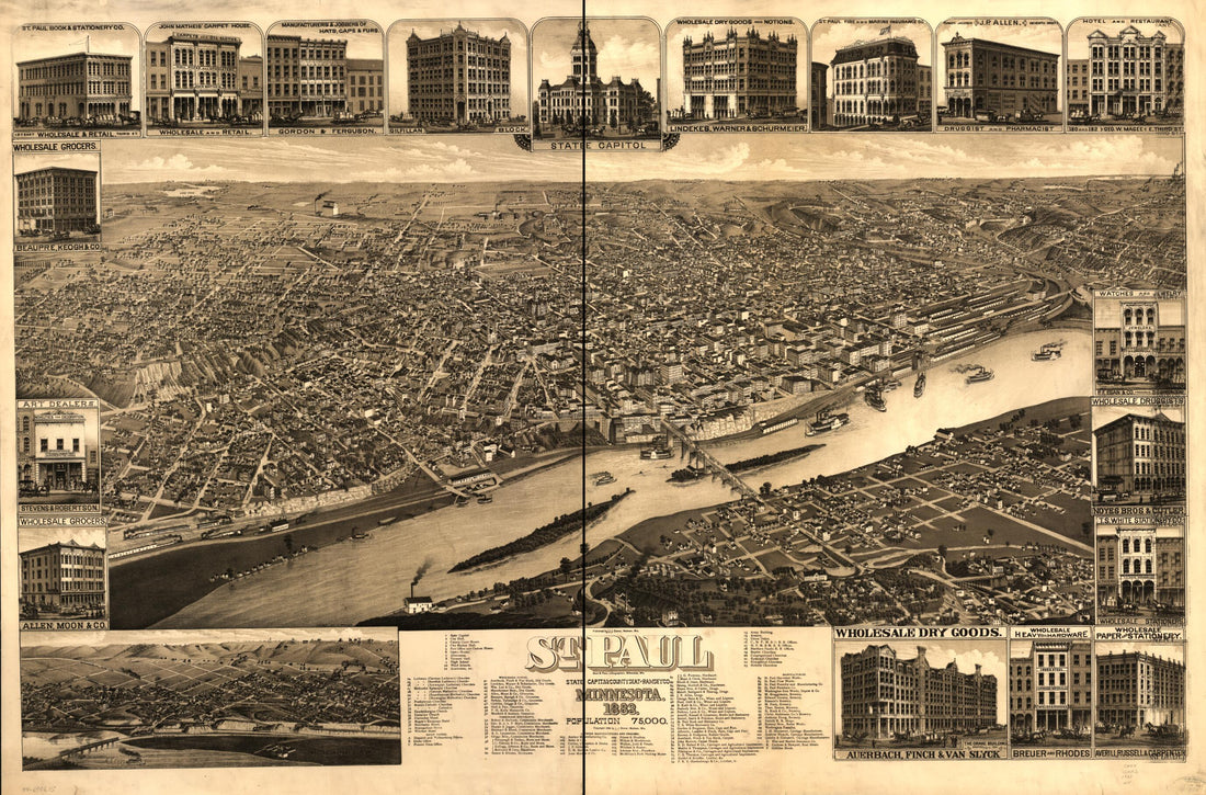 This old map of St. Paul, Minnesota from 1883 : State Capital and County Seat of Ramsey Co was created by Beck & Pauli, H. Brosius, J. J. Stoner, H. (Henry) Wellge in 1883