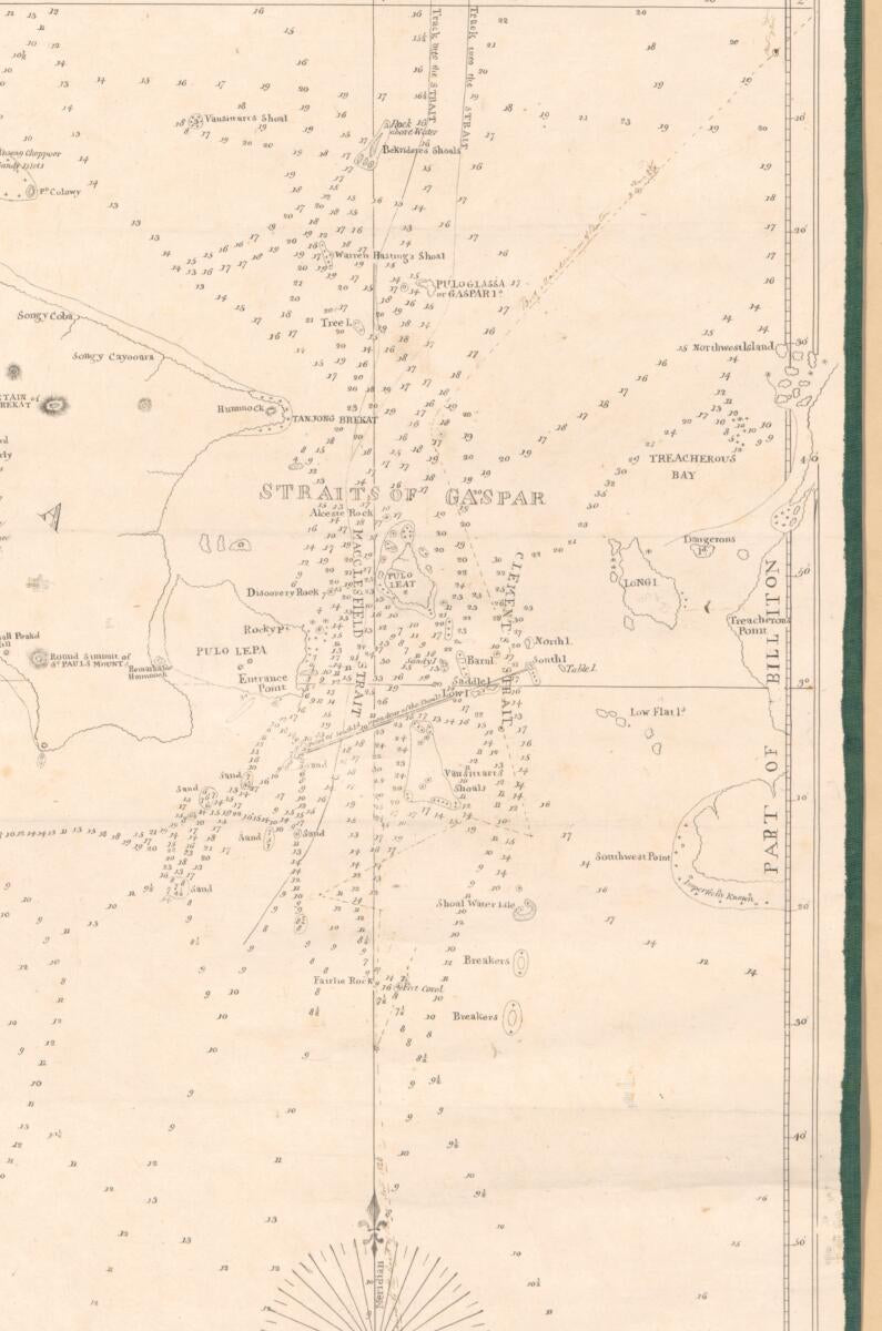 This old map of Chart of the Straits of Gaspar, Straits of Banca, and Adjacent Areas of the China and Java Seas from 1820 was created by J. (John) Bateman, James Horsburgh in 1820