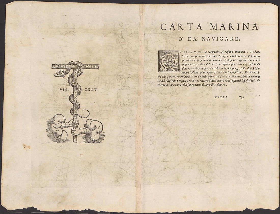 This old map of Carta Marina Nuova Tavola from 1561 was created by Jacopo Gastaldo in 1561