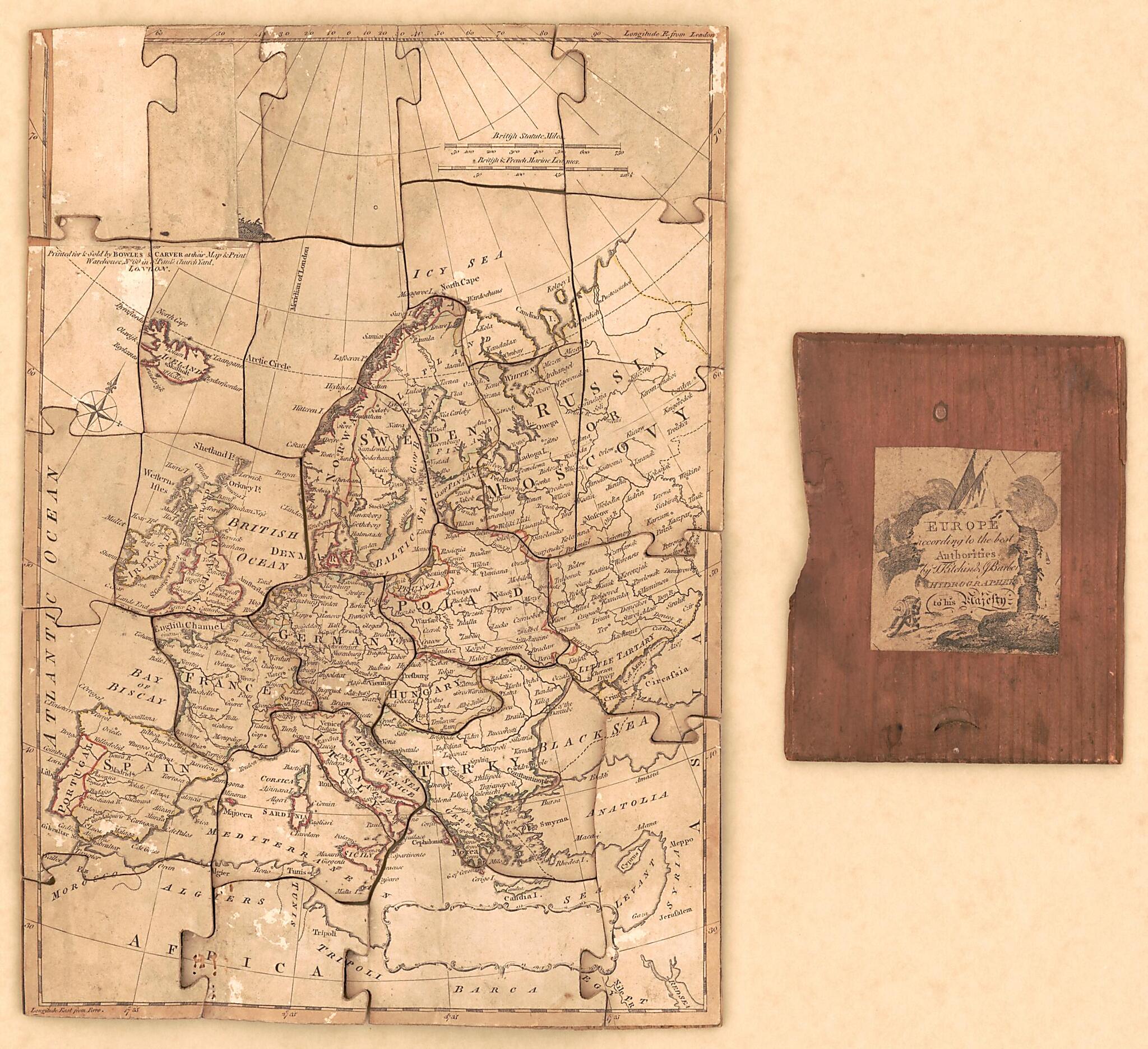This old map of Europe According to the Best Authorities from 1810 was created by Bowles & Carver, T. Kitchin & J. Barber in 1810