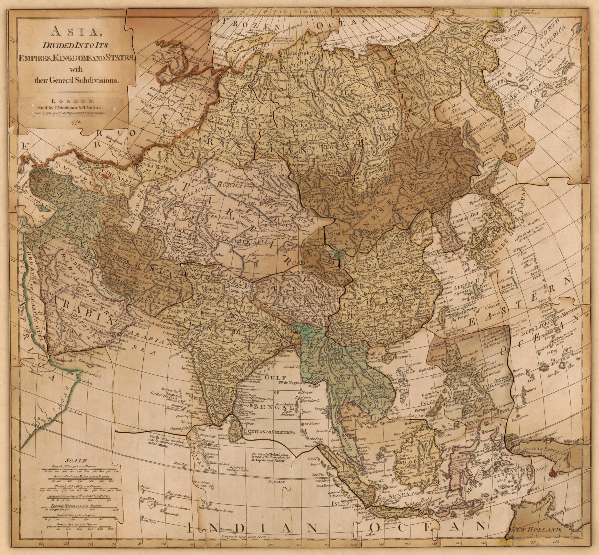 Asia, Divided Into Its Empires, Kingdoms and States, With Their General Subdivisions 1772 by Relic Map Company