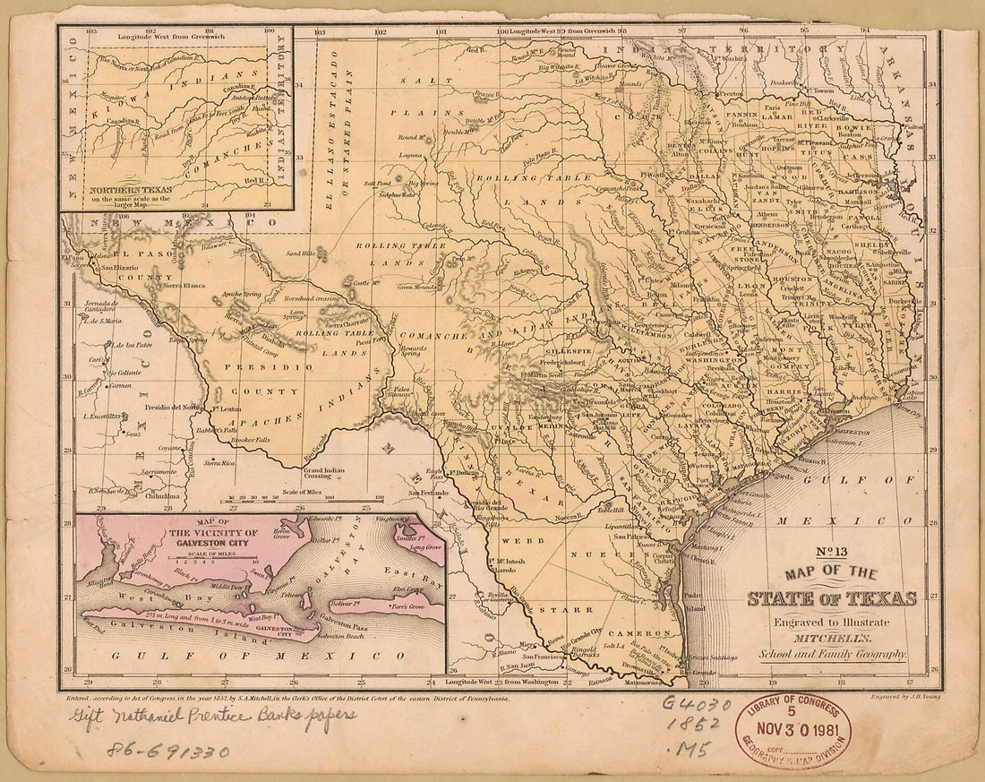This old map of Map of the State of Texas, Engraved to Illustrate Mitchell&