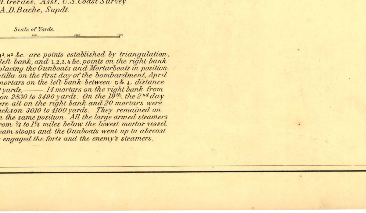 This old map of Reconnoissance of the Mississippi River Below Forts Jackson and St. Philip : Made Previous to the Reduction by the U.S. Fleet, Under the Command of Flag Officer D.G. Farragut, U.S.N from 1862 was created by A. D. (Alexander Dallas) Bache,