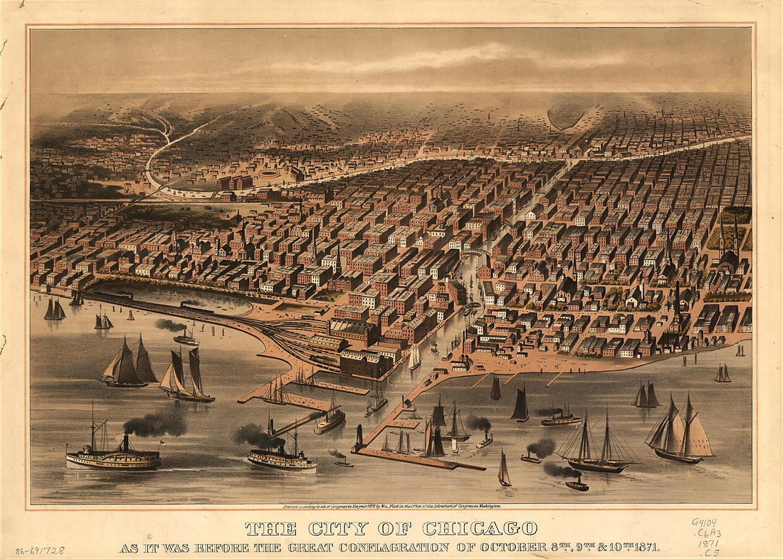 This old map of The City of Chicago As It Was Before the Great Conflagration of October 8th, 9th, & 10th, from 1871 was created by in 1871