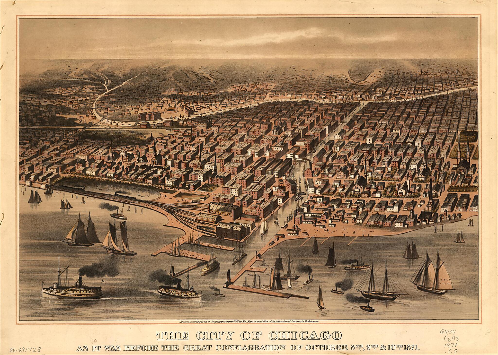 This old map of The City of Chicago As It Was Before the Great Conflagration of October 8th, 9th, & 10th, from 1871 was created by in 1871