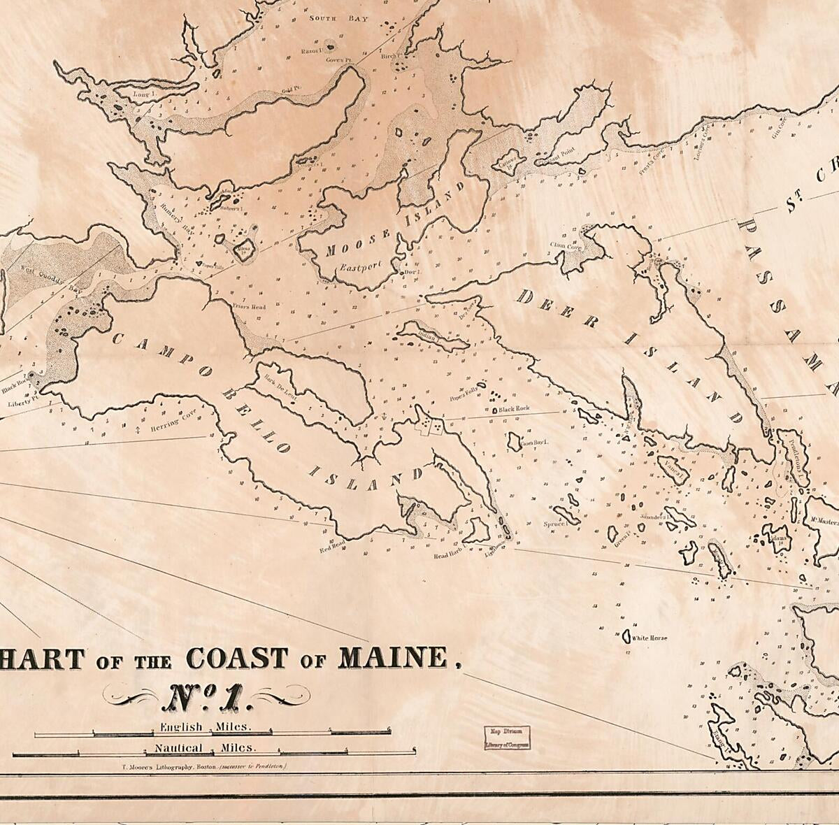 This old map of Chart of the Coast of Maine from 1837 was created by  Moody, Seward Porter,  T. Moore&