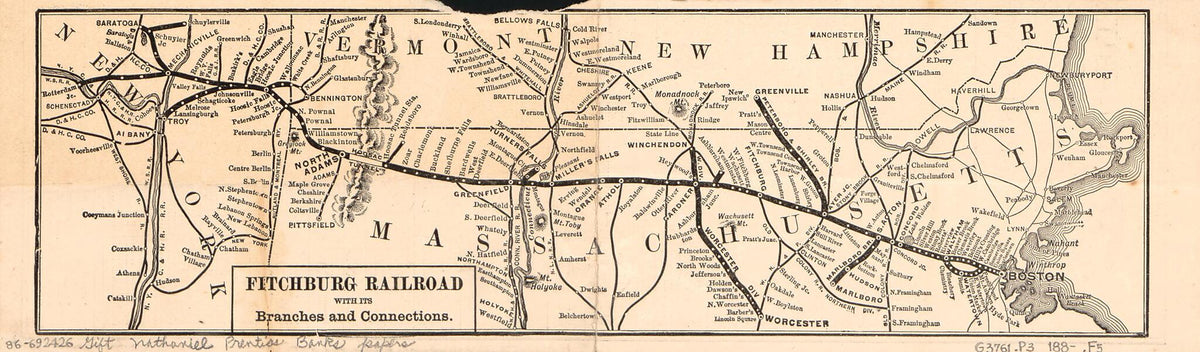 Fitchburg Railroad With Its Branches and Connections 1880 by Relic Map Company