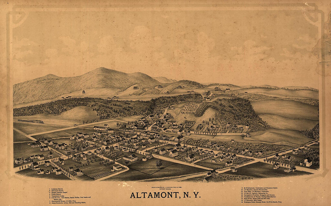 This old map of Altamont, New York from 1889 was created by L. R. (Lucien R.) Burleigh in 1889