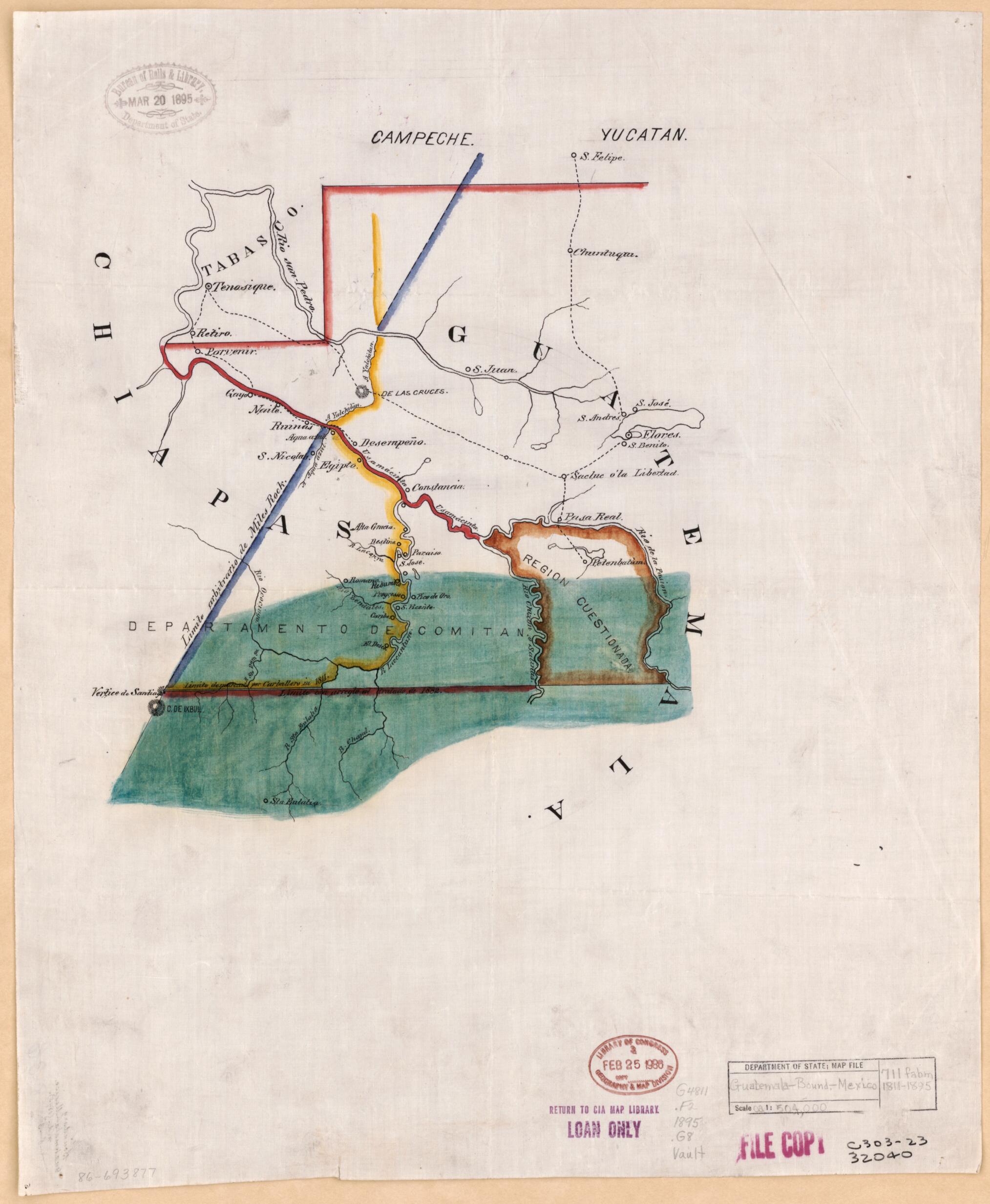 This old map of -boundary--Mexico from 1895 was created by in 1895