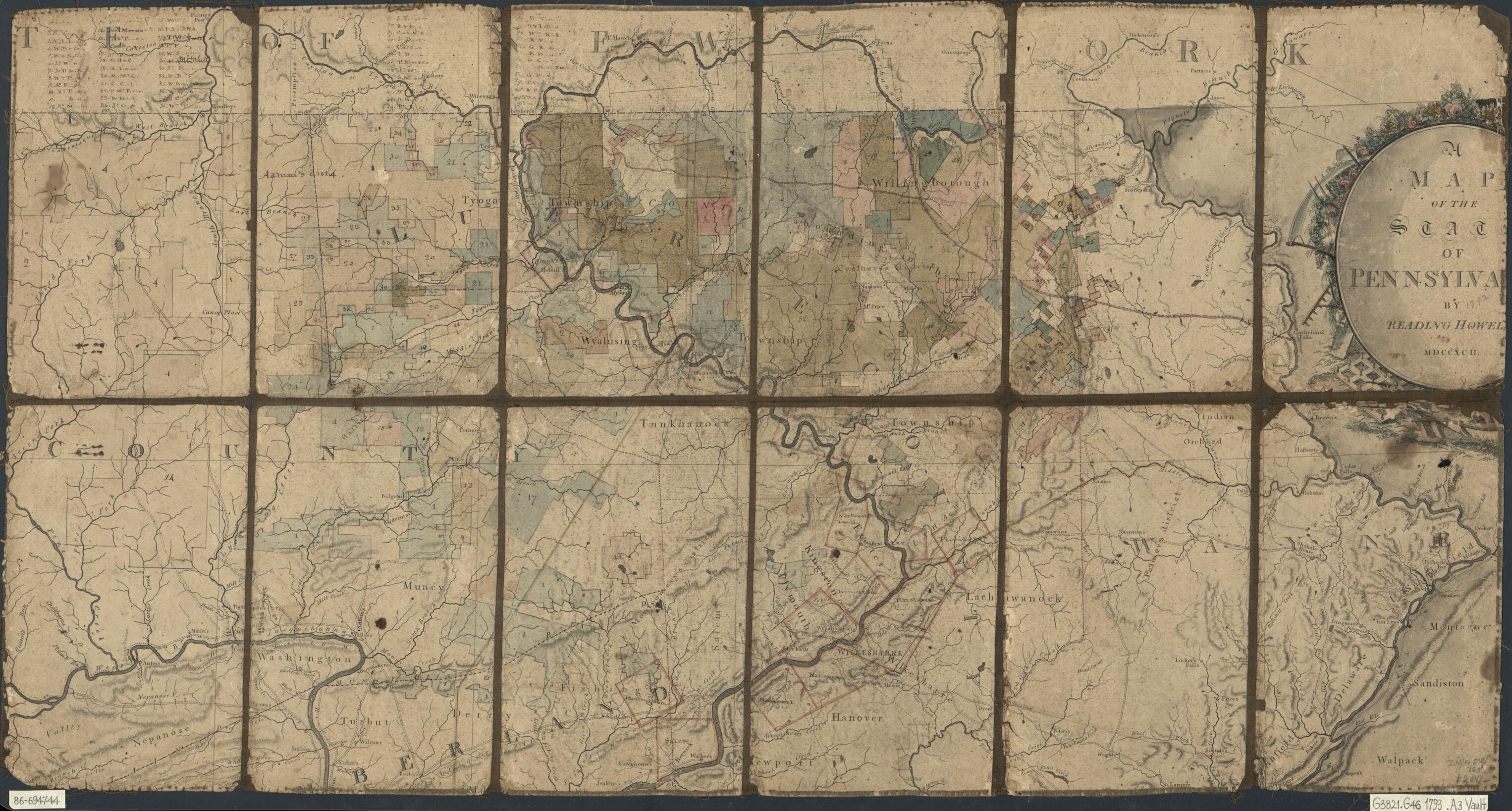 This old map of Land Ownership Map of the William Bingham Estate In Northeastern Pennsylvania from 1793 was created by John Adlum, William Bingham, Reading Howell in 1793