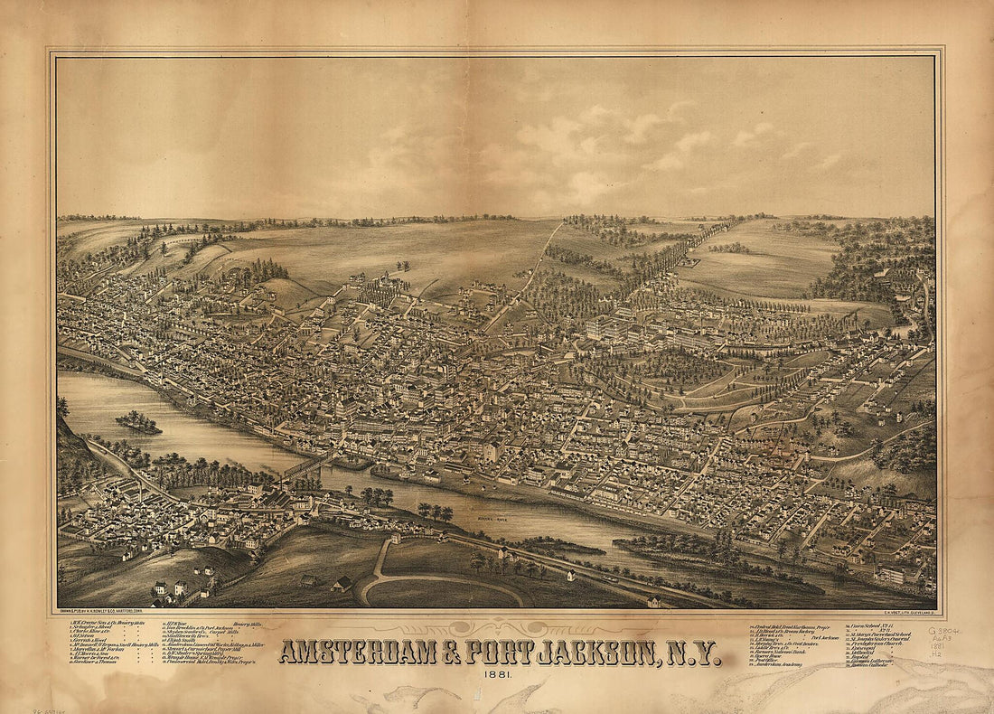 This old map of Amsterdam & Port Jackson, New York from 1881 was created by C.H. Vogt (Firm), H.H. Rowley & Co in 1881