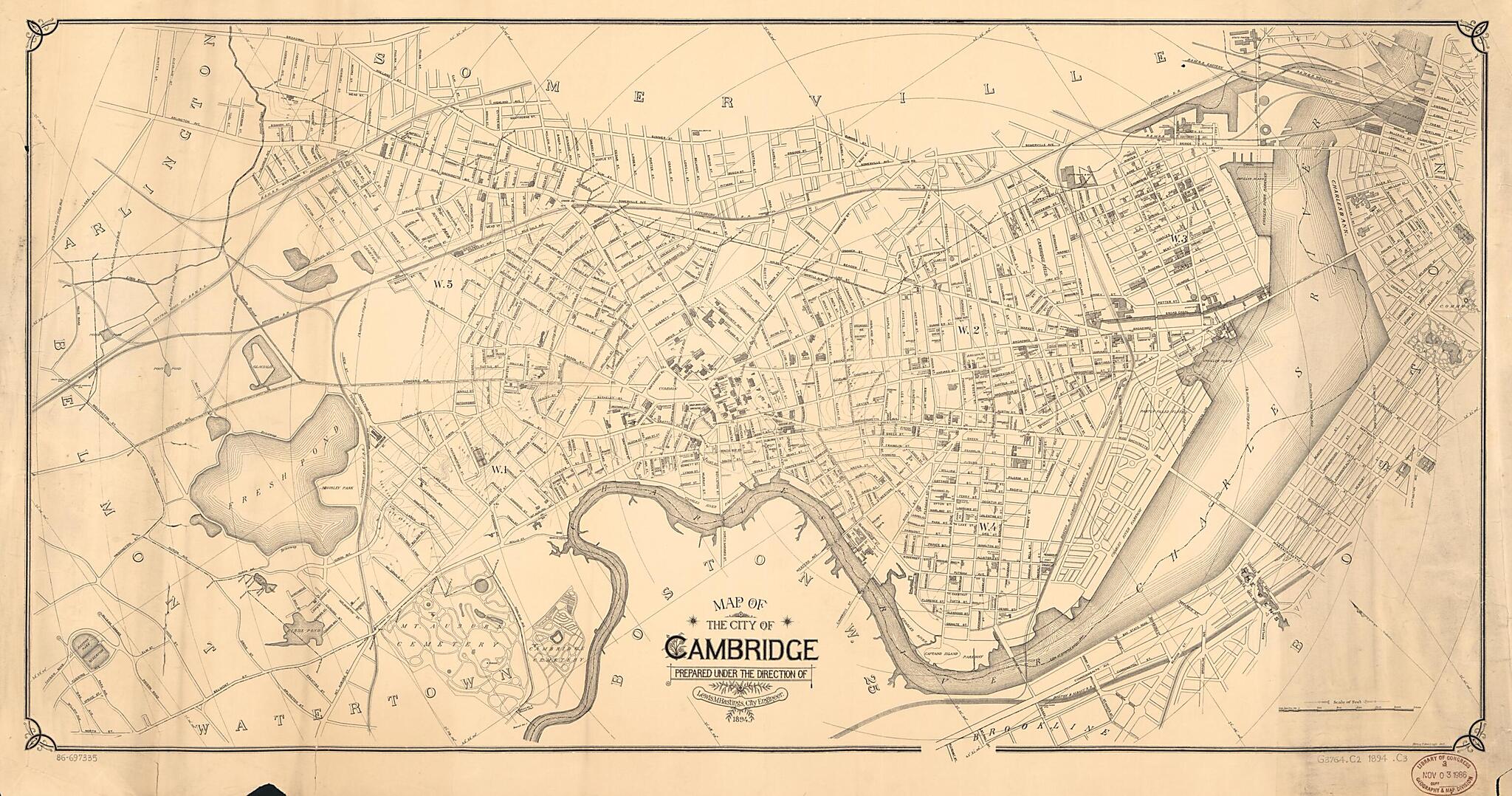 This old map of Map of the City of Cambridge from 1894 was created by Cambridge (Mass.). City Engineer in 1894