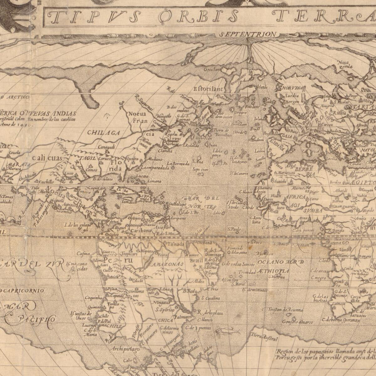 This old map of Tipus Orbis Terrarum from 1603 was created by Hermando De Solis in 1603