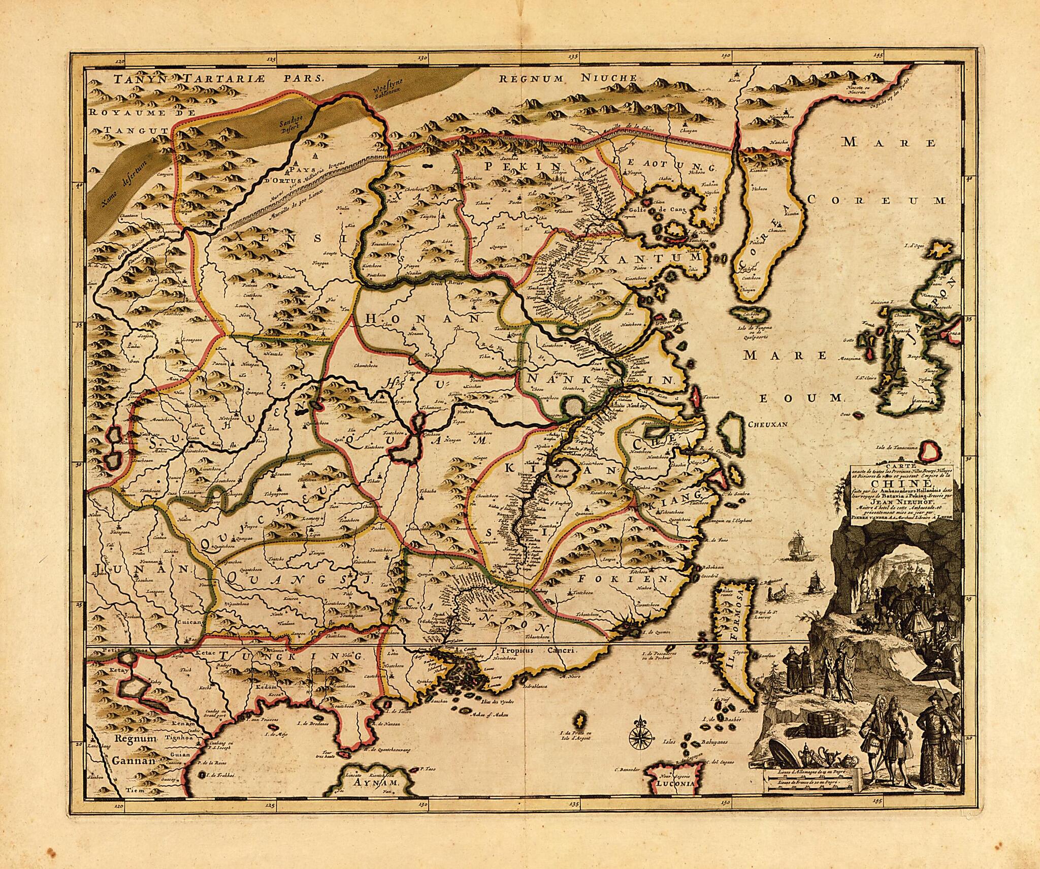This old map of Carte Exacte De Toutes Les Provinces, Villes, Bourgs, Villages Et Rivières Du Vaste Et Puissant Empire De La Chine : Faite Par Les Ambassadeurs Hollandois Dans Leur Voyage De Batavia à Peking from 1700 was created by Pieter Van Der Aa,