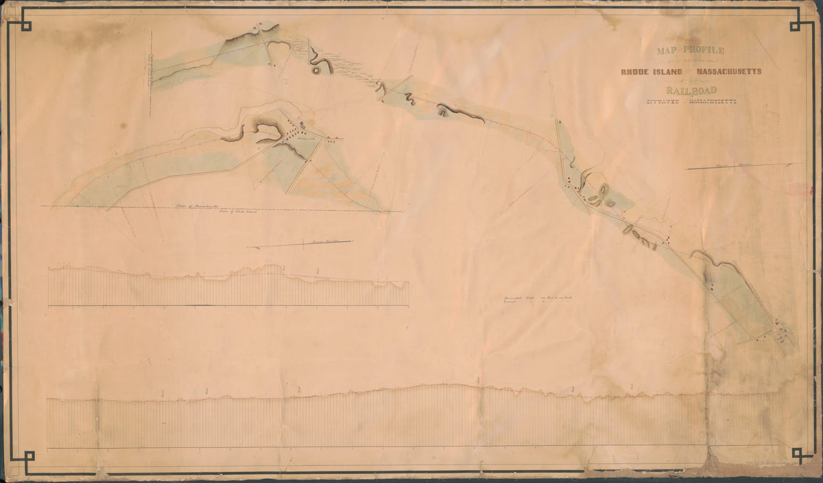 Map and Profile of Part of the Rhode Island and Massachusetts Railroad Situated In Massachusetts in 1850 by Relic Map Company