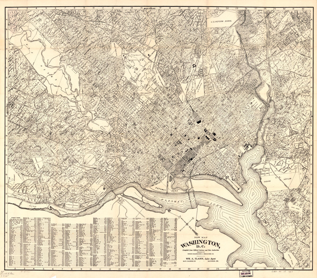 This old map of New Map, Washington, D.C. : Compiled from Official Surveys and Best Authorities from 1900 was created by Wm. A. (William A.) Flamm, Union Engineering & Surveying Co in 1900