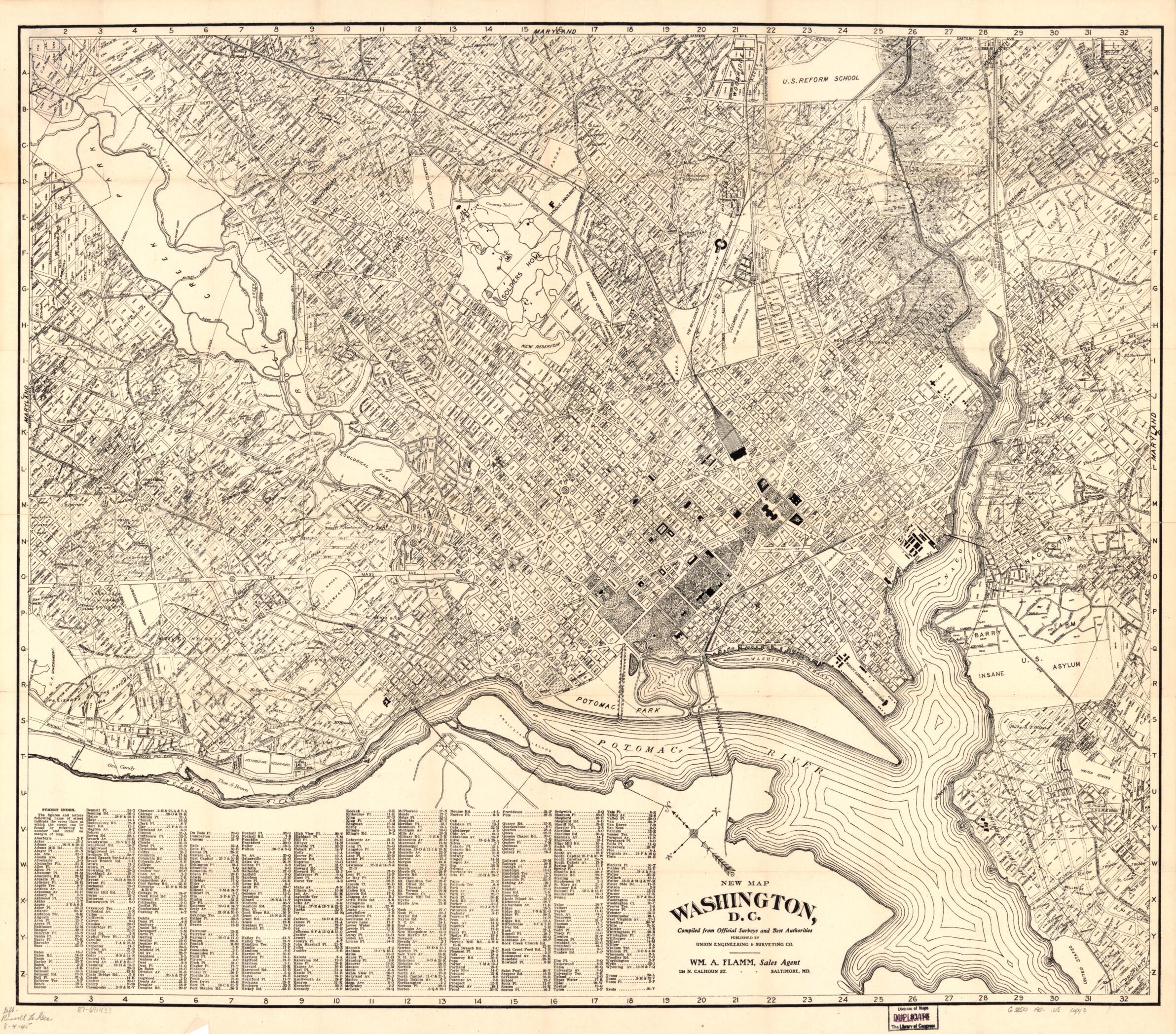 This old map of New Map, Washington, D.C. : Compiled from Official Surveys and Best Authorities from 1900 was created by Wm. A. (William A.) Flamm, Union Engineering & Surveying Co in 1900